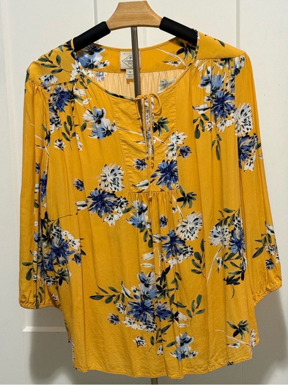 St. John's Bay Yellow Floral Tie-Front Tunic